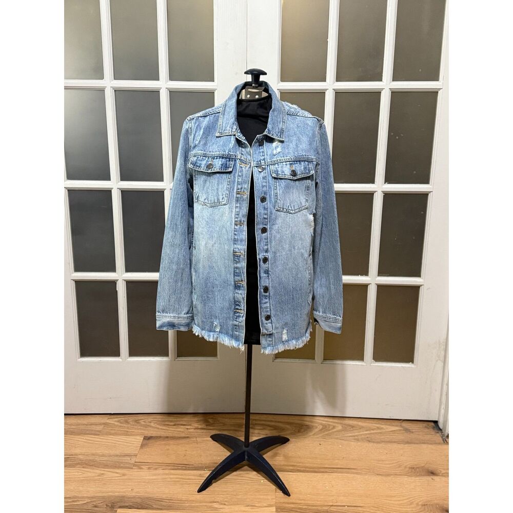 Thread & Supply Oversized Distressed Jean Jacket L Raw Hem Grunge WhimsygothGoo